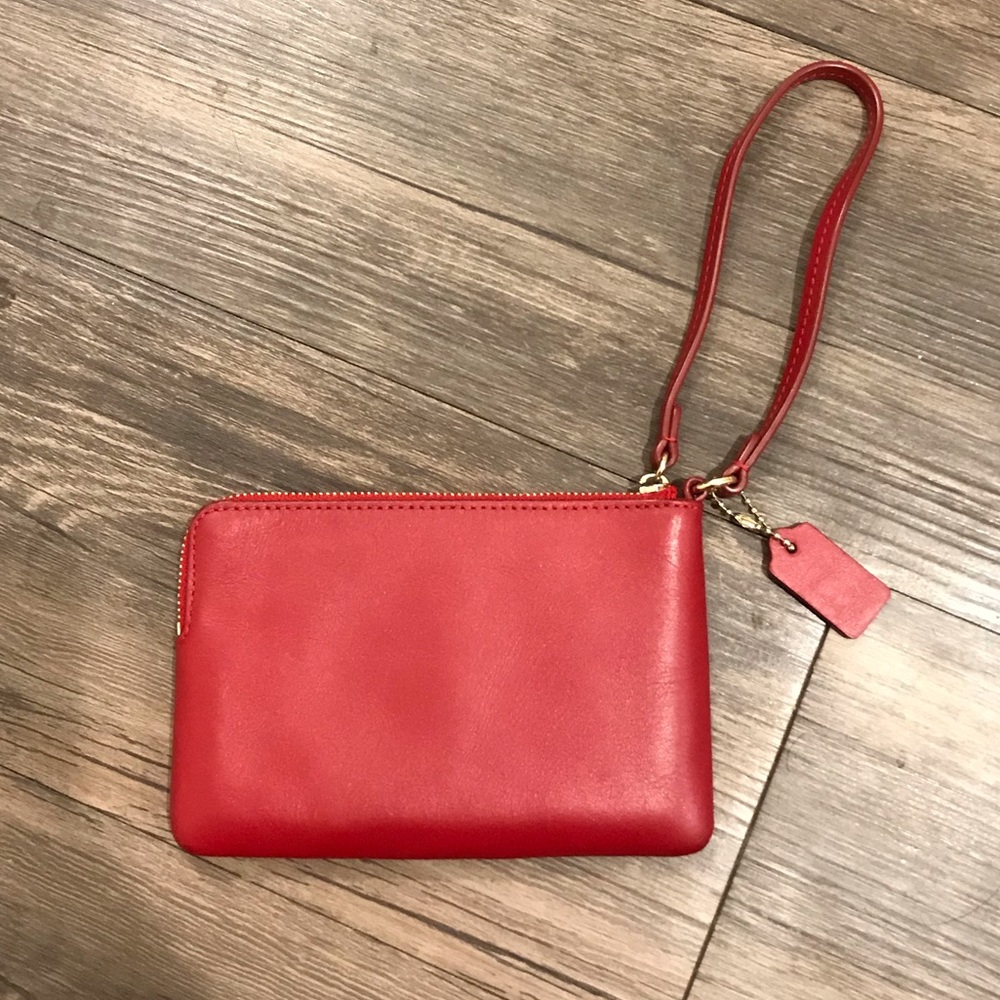 Red leather Coach wristlet - Picture 6 of 7